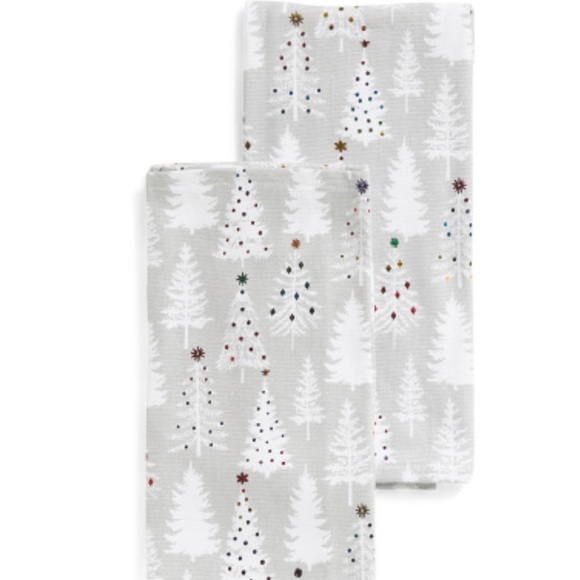 NEW Set of Two Cupcakes And Cashmere Cotton Sparkly Trees Dish Towels 20” x 30” - Picture 2 of 7